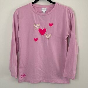Lilly Pulitzer Girls Mini Ballad Sweatshirt Pink Hearts Lightweight size XL